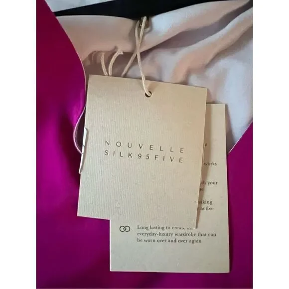 NOUVELLE / SILK95FIVE silk Hot Pink DRESS color: Bougainvillea size S NWT$310 - Picture 5 of 6